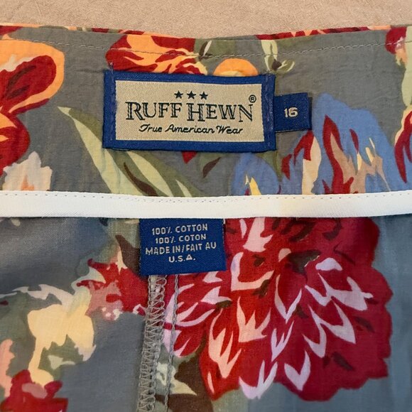 Ruff Hewn Cotton Tropical Floral Set Button Down Blouse AND Wrap Skirt Size L/16 - Picture 14 of 14